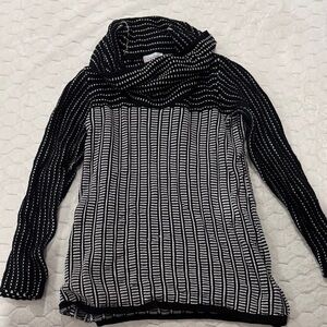 Calvin Klein Black and White Cowl Neck Sweater